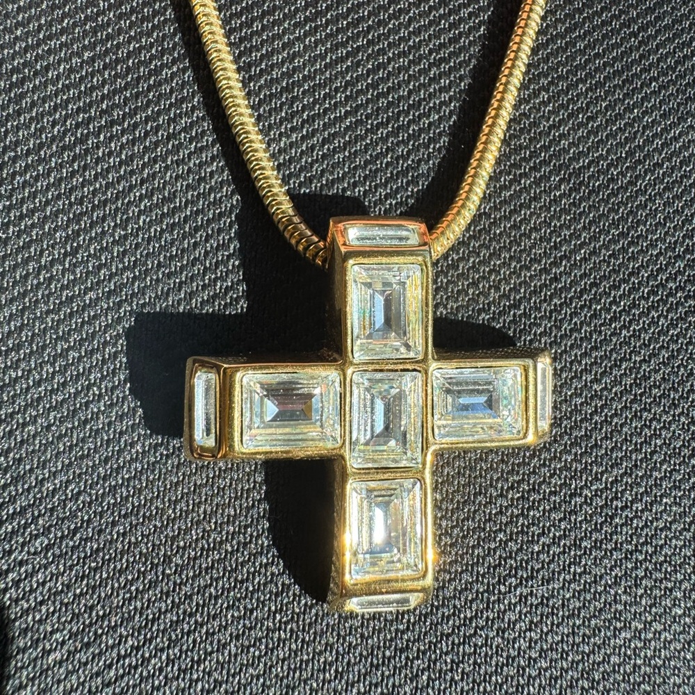 Swarovski Gold and Silver Cross Necklace
